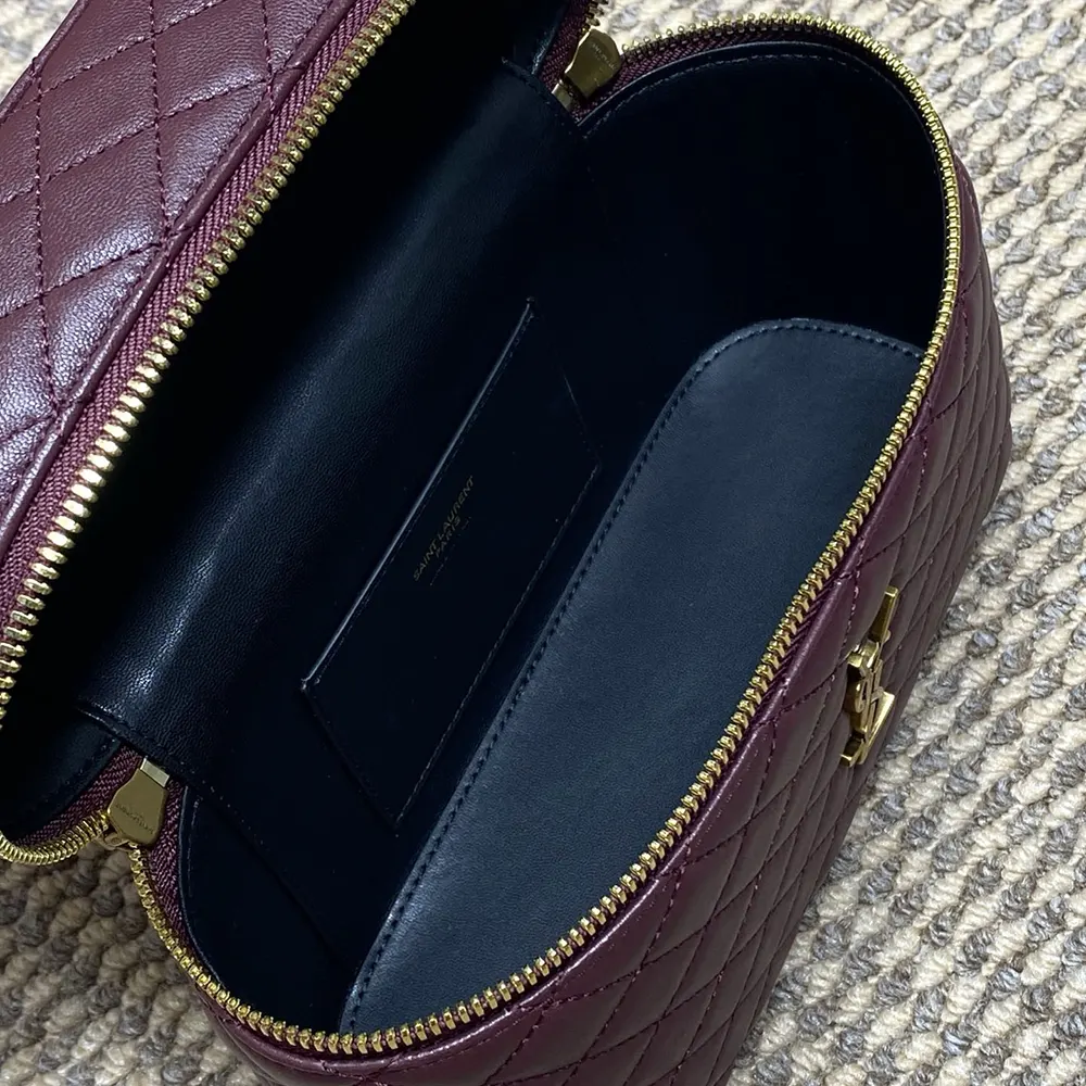 Saint Laurent YSL Women Gaby Large Vanity Bag In Lambskin-Maroon - image 7