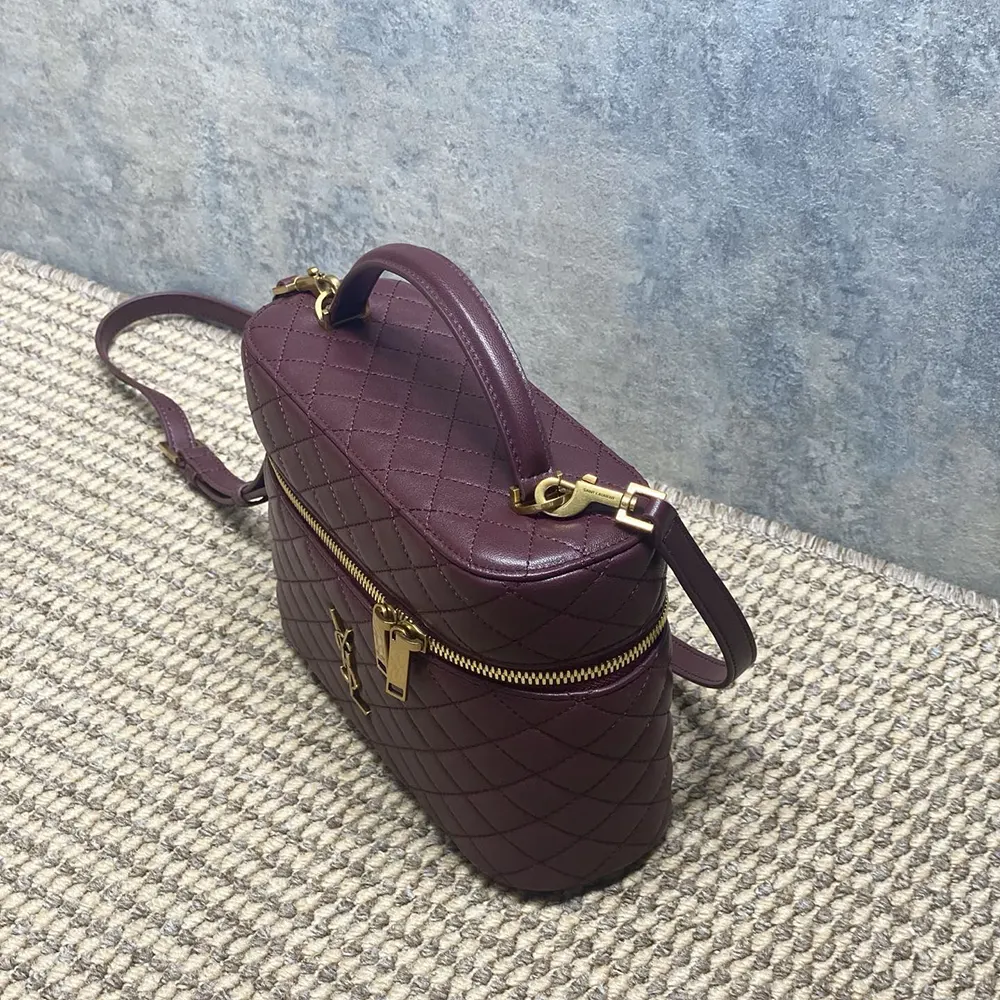 Saint Laurent YSL Women Gaby Large Vanity Bag In Lambskin-Maroon - image 4
