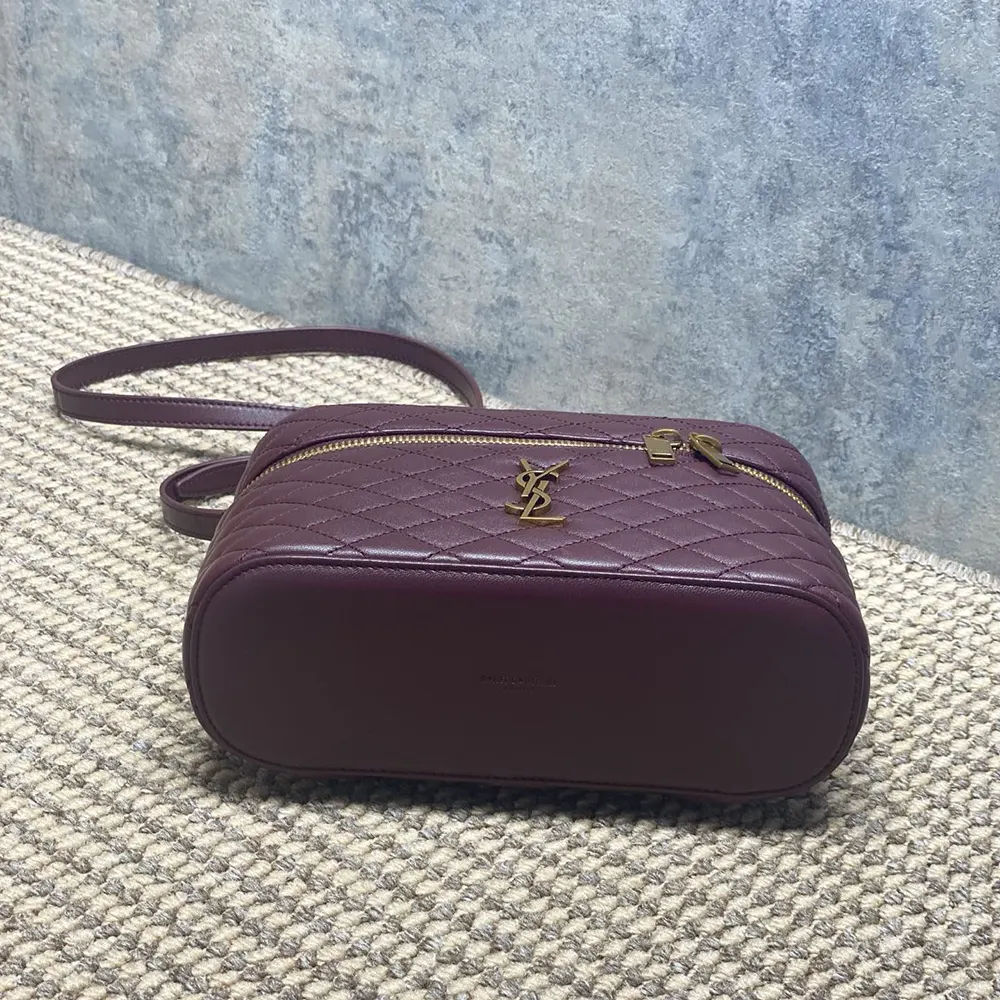 Saint Laurent YSL Women Gaby Large Vanity Bag In Lambskin-Maroon - image 5