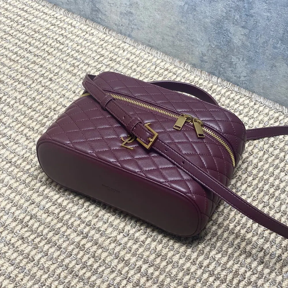 Saint Laurent YSL Women Gaby Large Vanity Bag In Lambskin-Maroon - image 6