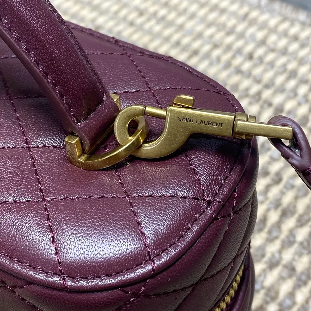 Saint Laurent YSL Women Gaby Large Vanity Bag In Lambskin-Maroon - image 9