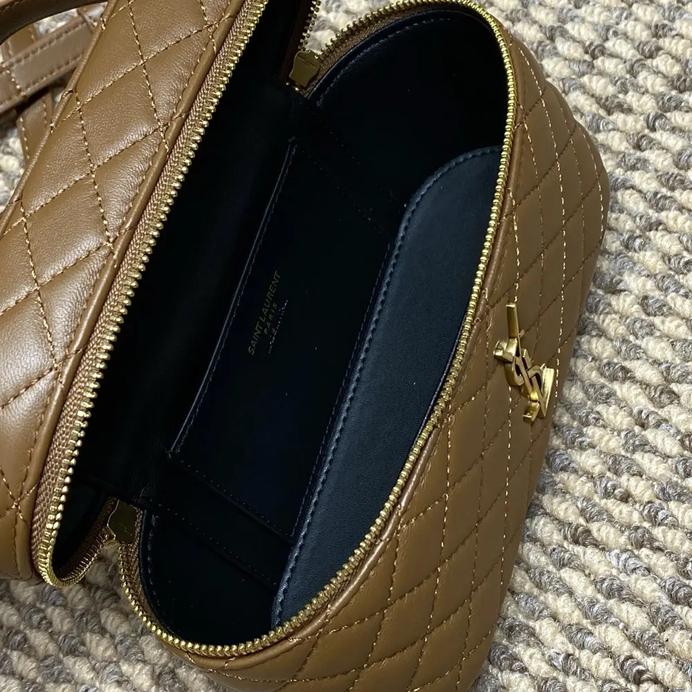 Saint Laurent YSL Women Gaby Vanity Bag In Lambskin-Brown - image 9