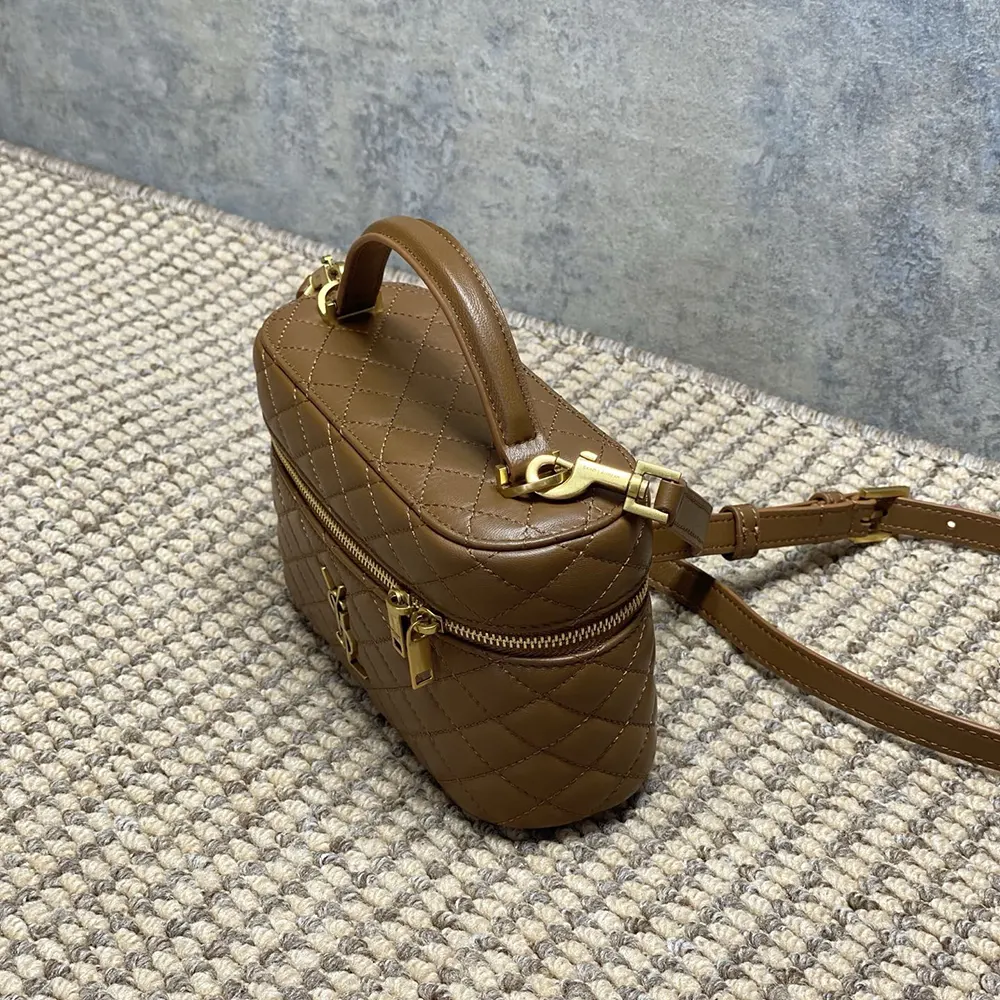 Saint Laurent YSL Women Gaby Vanity Bag In Lambskin-Brown - image 6