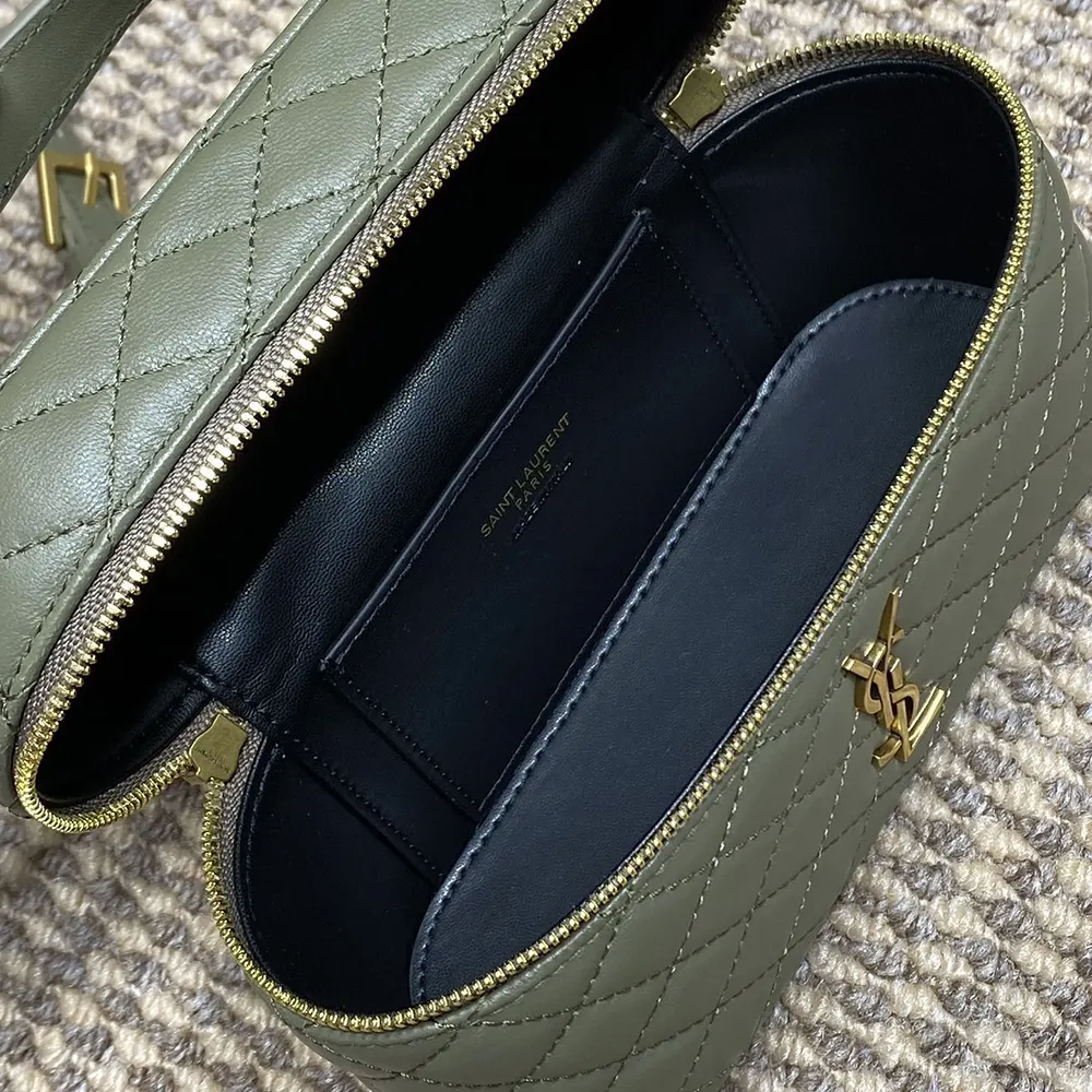 Saint Laurent YSL Women Gaby Vanity Bag In Lambskin-Green - image 9