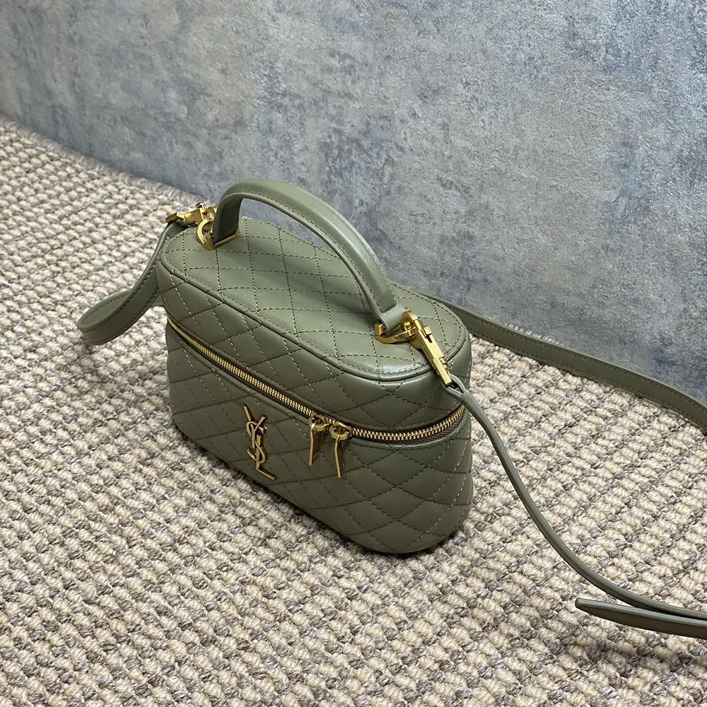 Saint Laurent YSL Women Gaby Vanity Bag In Lambskin-Green - image 4