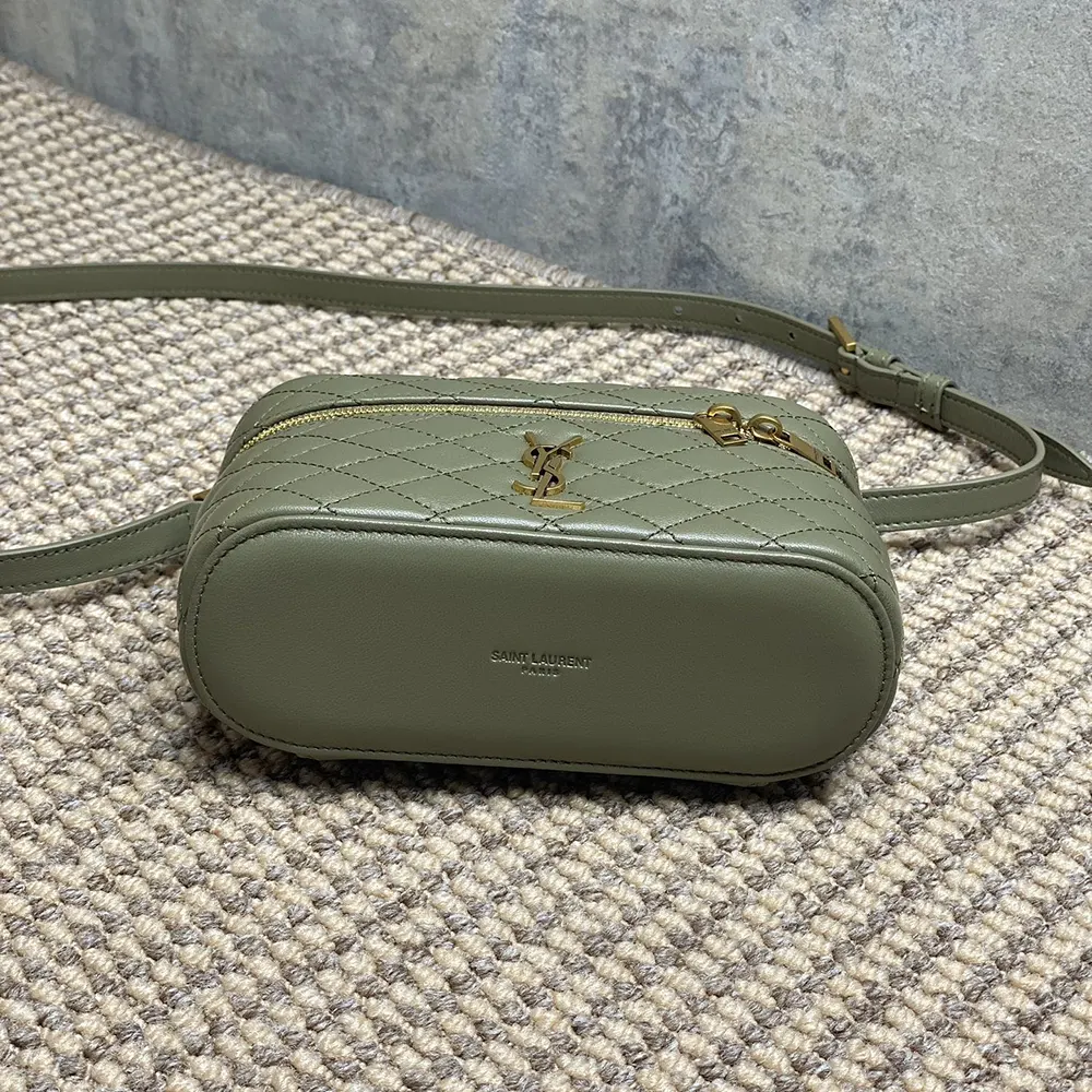 Saint Laurent YSL Women Gaby Vanity Bag In Lambskin-Green - image 5