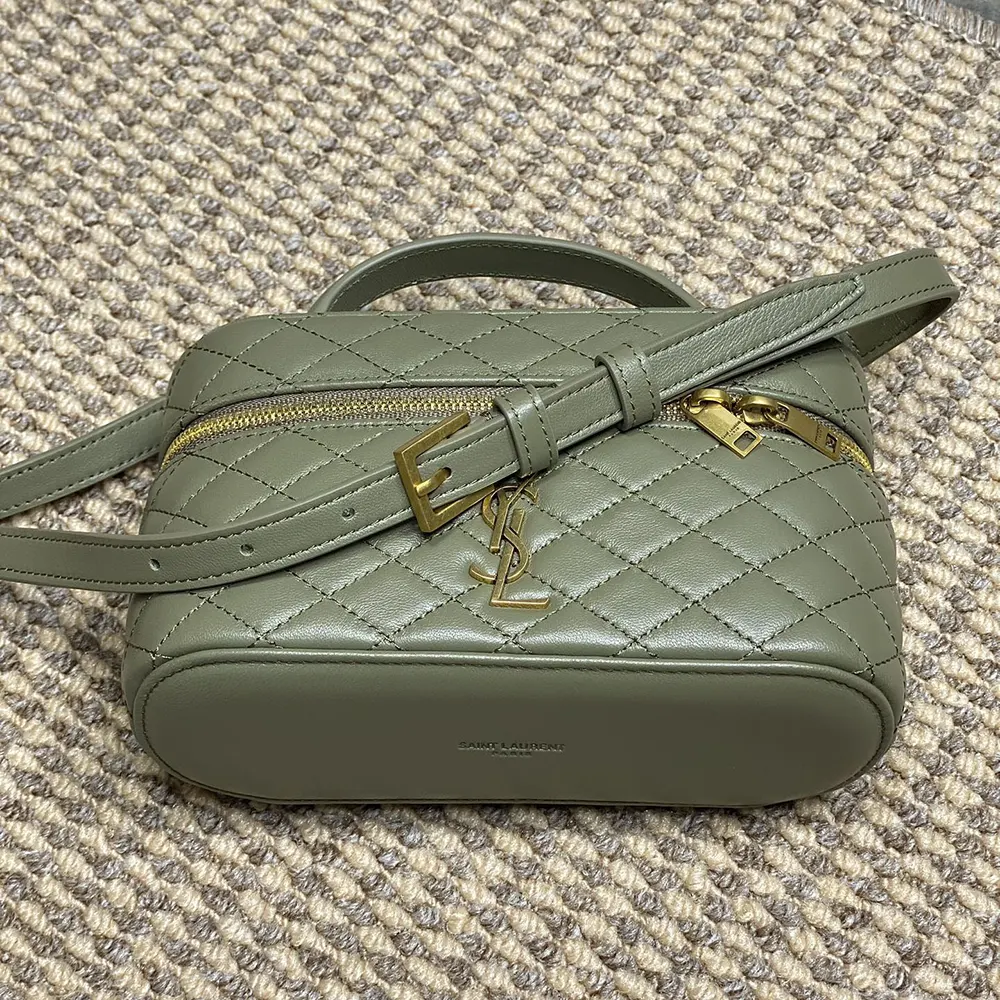 Saint Laurent YSL Women Gaby Vanity Bag In Lambskin-Green - image 6