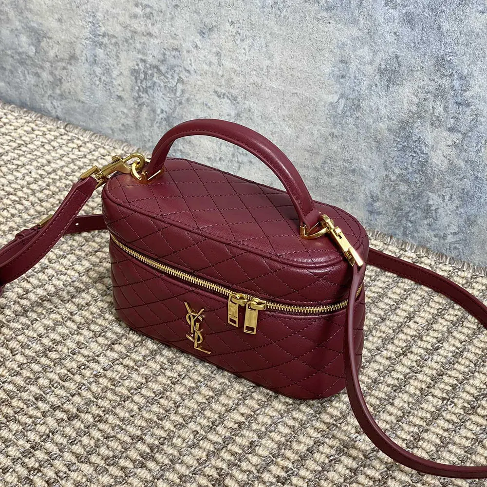 Saint Laurent YSL Women Gaby Vanity Bag In Lambskin-Maroon - image 4