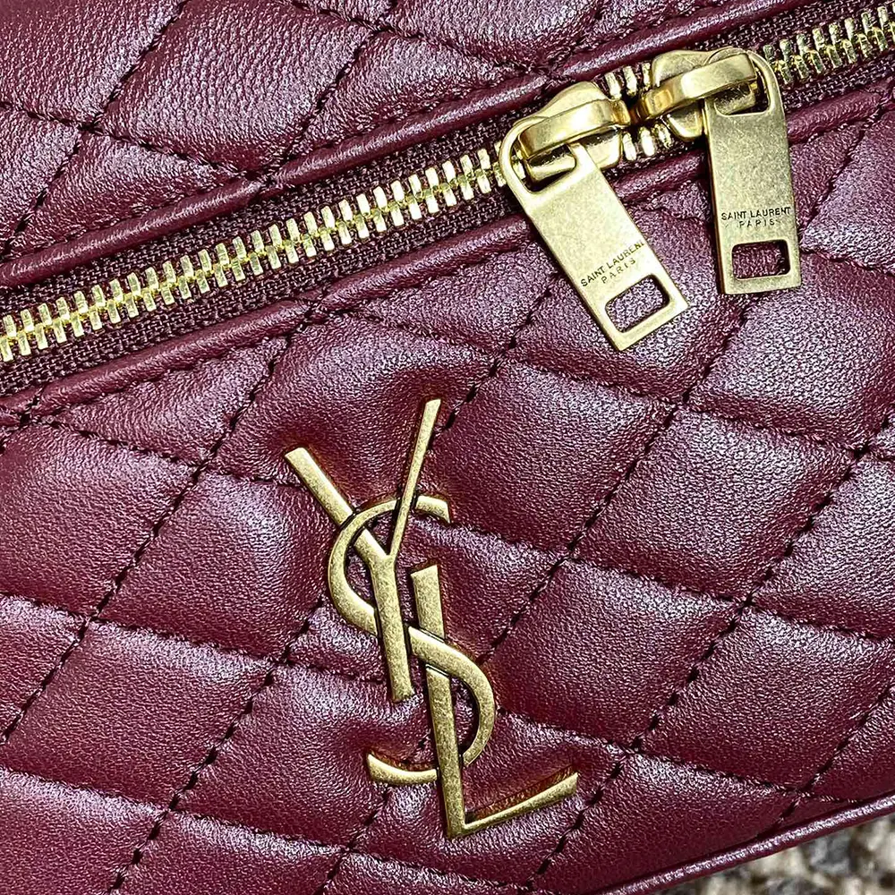 Saint Laurent YSL Women Gaby Vanity Bag In Lambskin-Maroon - image 8