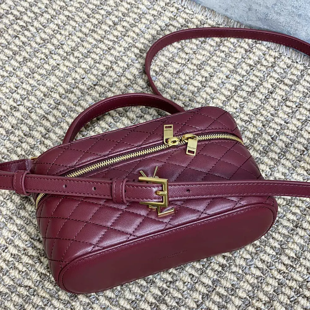 Saint Laurent YSL Women Gaby Vanity Bag In Lambskin-Maroon - image 5