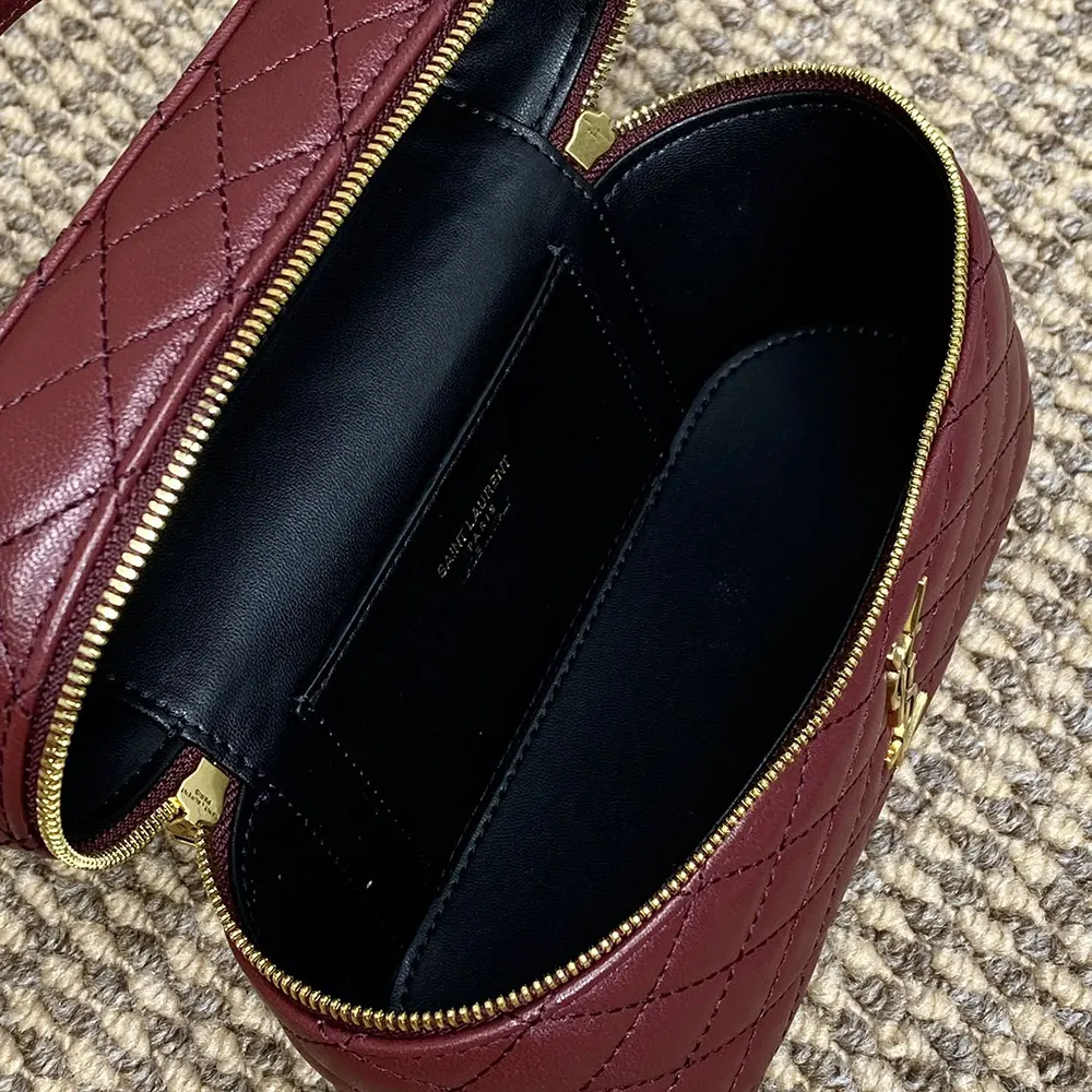 Saint Laurent YSL Women Gaby Vanity Bag In Lambskin-Maroon - image 9