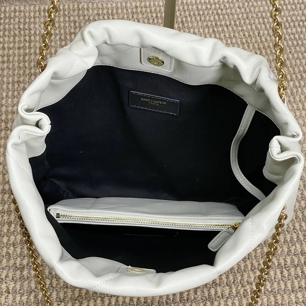 Saint Laurent YSL Women Jamie Large Pochon In Lambskin-White - image 10