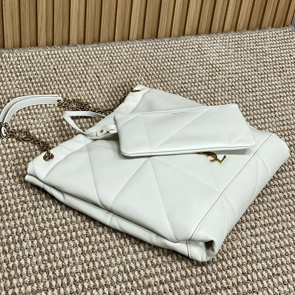 Saint Laurent YSL Women Jamie Large Pochon In Lambskin-White - image 4