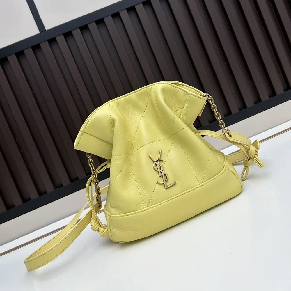 Saint Laurent YSL Women Jamie Mini Shoulder Pouch In Lambskin-Yellow - image 4