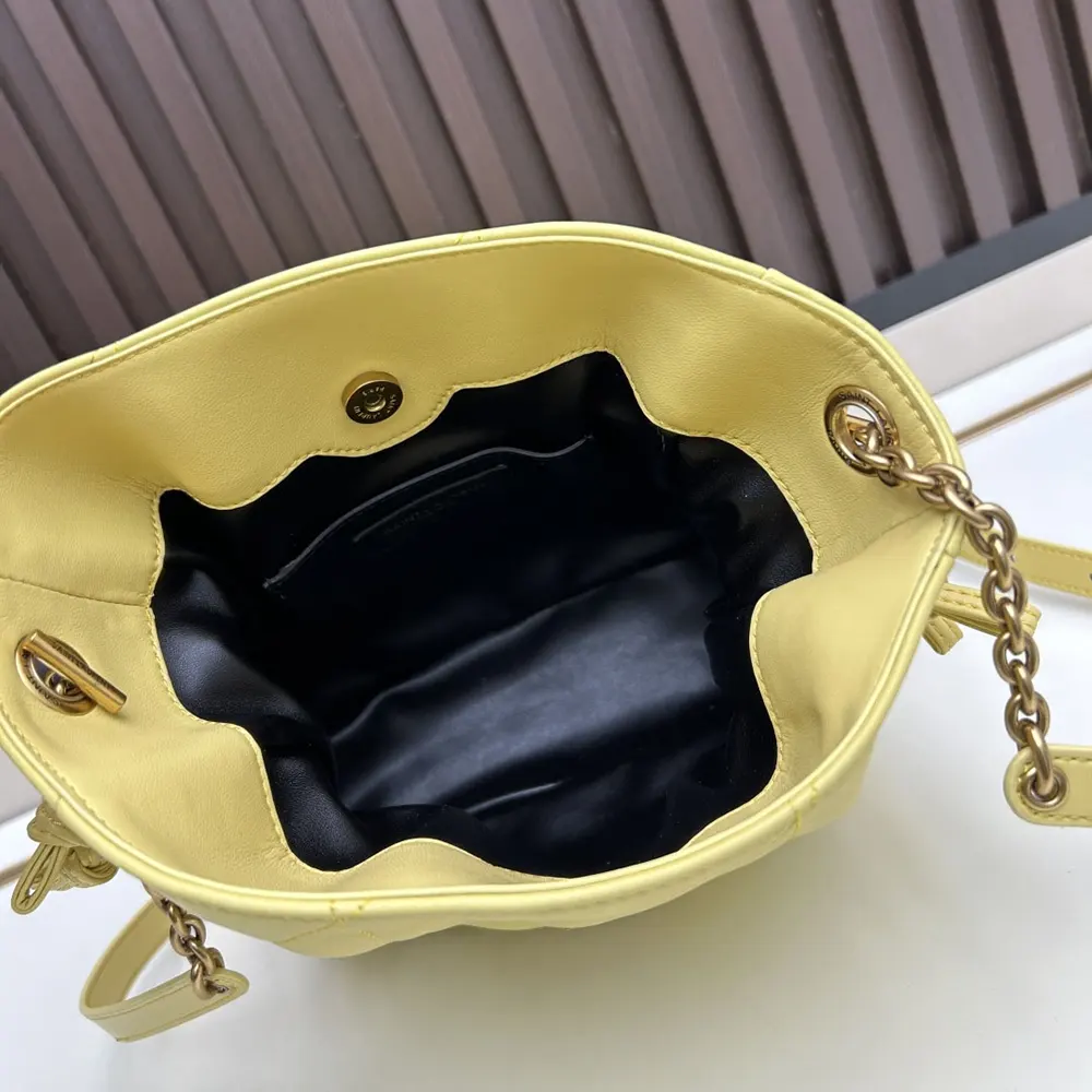 Saint Laurent YSL Women Jamie Mini Shoulder Pouch In Lambskin-Yellow - image 8