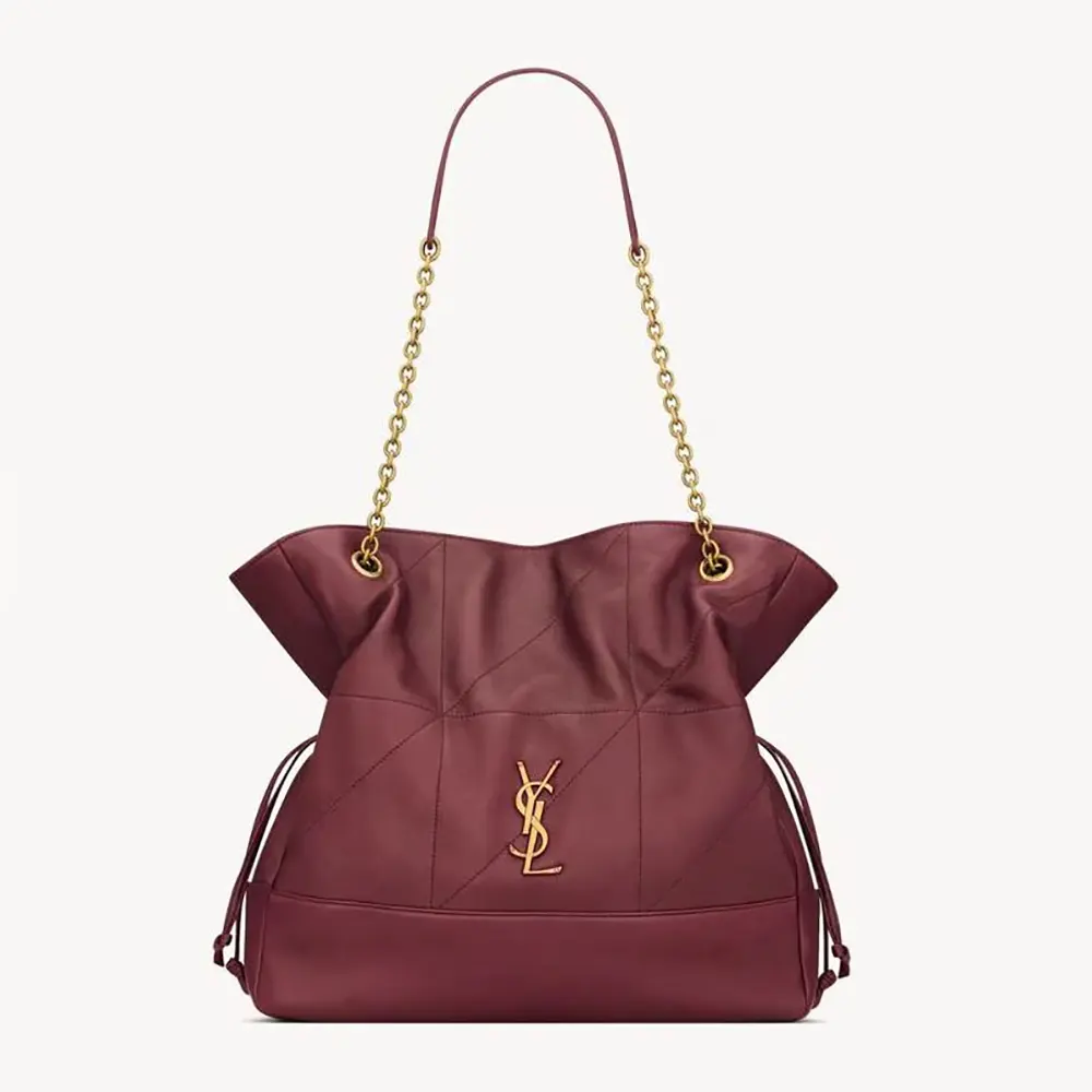 Front view of Saint Laurent YSL Women Jamie Shopping In Lambskin-Red bag