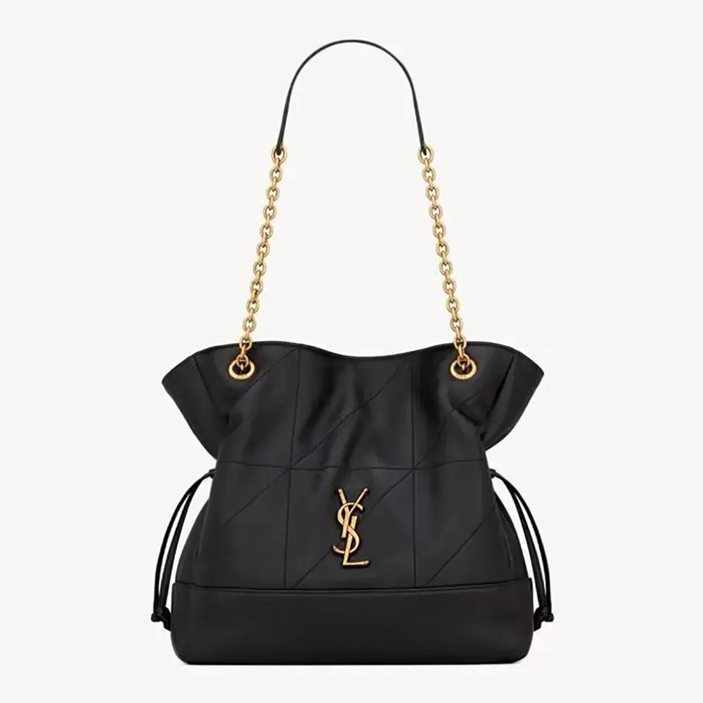 Front view of Saint Laurent YSL Women Jamie Shopping Small in Lambskin-Black bag