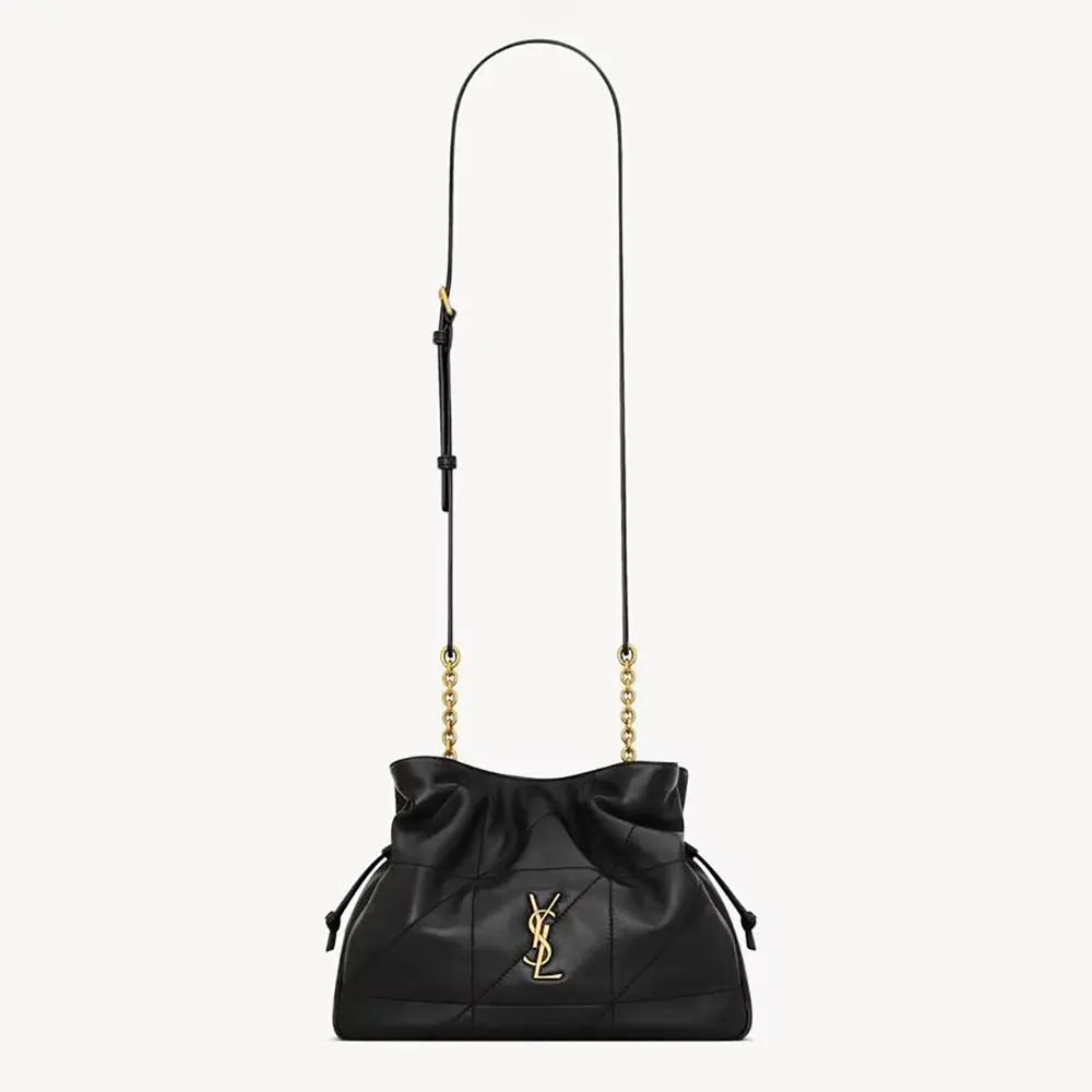 Front view of Saint Laurent YSL Women Jamie Shoulder Pouch lambskin black
