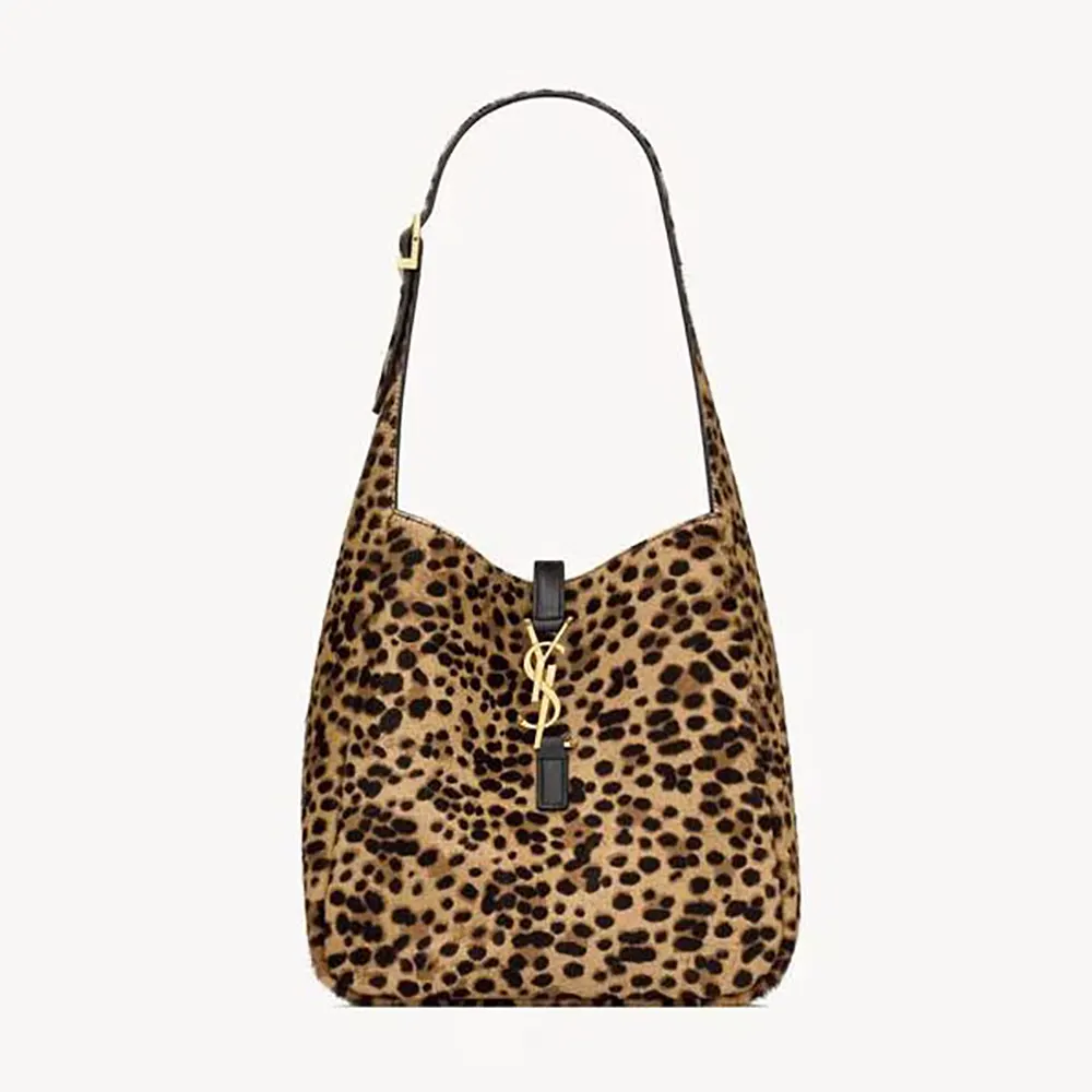Front view of Saint Laurent YSL Women Le 5 À 7 Supple Small In Pony Hair Leather bag