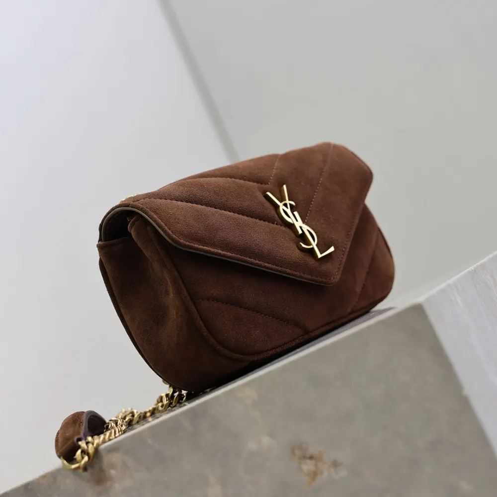 Saint Laurent YSL Women Loulou Mini In Suede-Brown - image 5