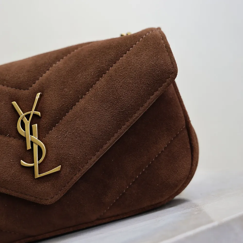 Saint Laurent YSL Women Loulou Mini In Suede-Brown - image 9