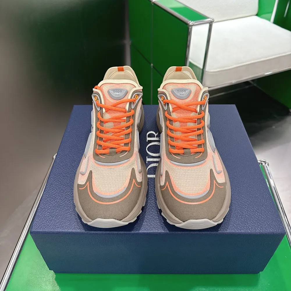 Close-up of semi-transparent nylon upper on Dior Unisex B30 Countdown Tech Sneaker