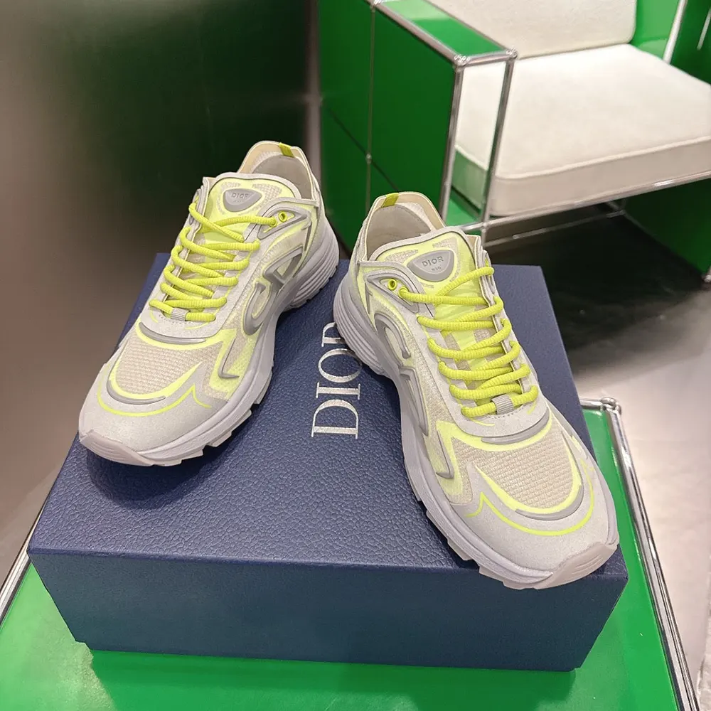 Top view showing lace closure and low-top silhouette of Dior B30 sneaker