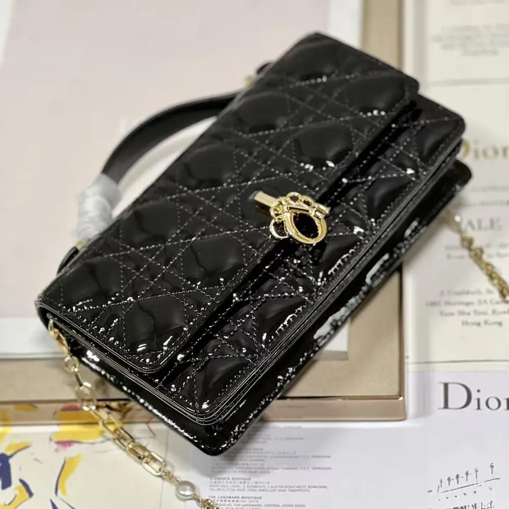 Dior Women My Dior Mini Bag Black Patent Cannage Calfskin - image 6