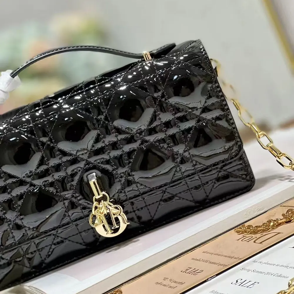 Dior Women My Dior Mini Bag Black Patent Cannage Calfskin - image 7