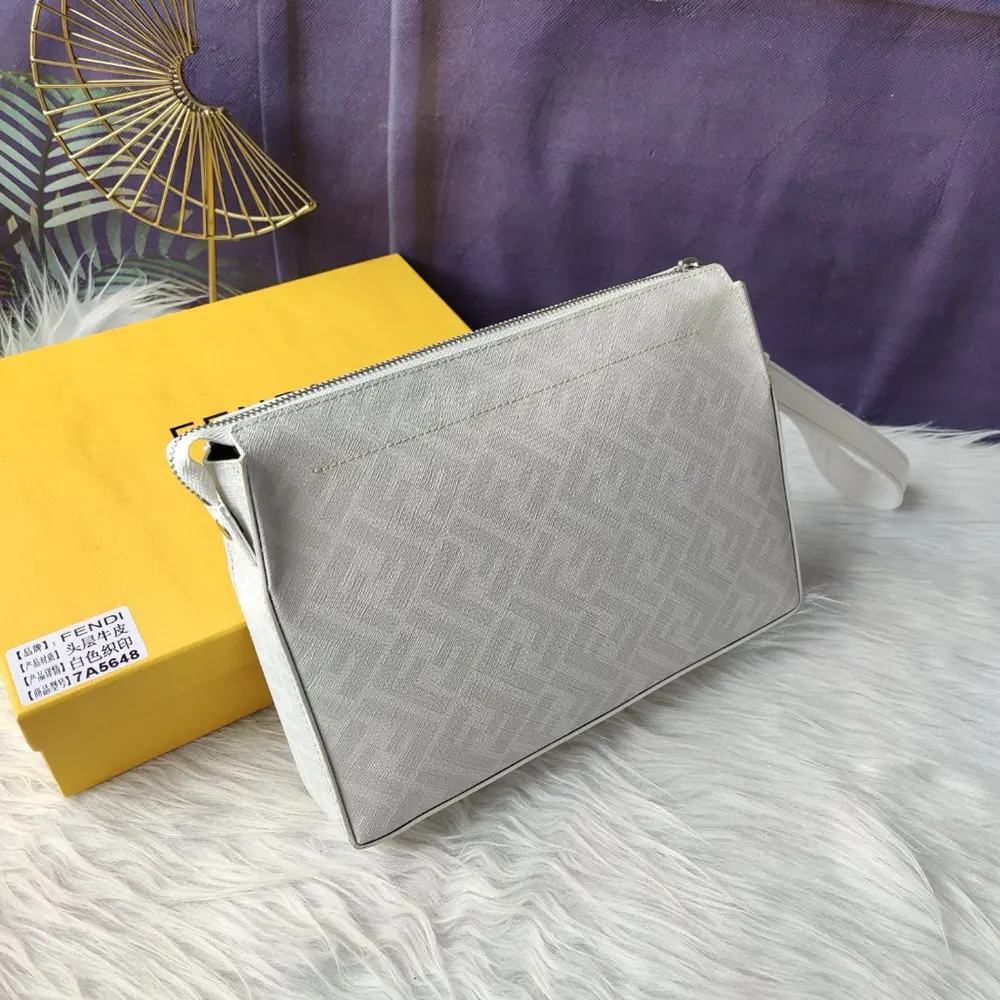 Fendi Men Clutch Pack Pouch in White FF Fabric - image 4