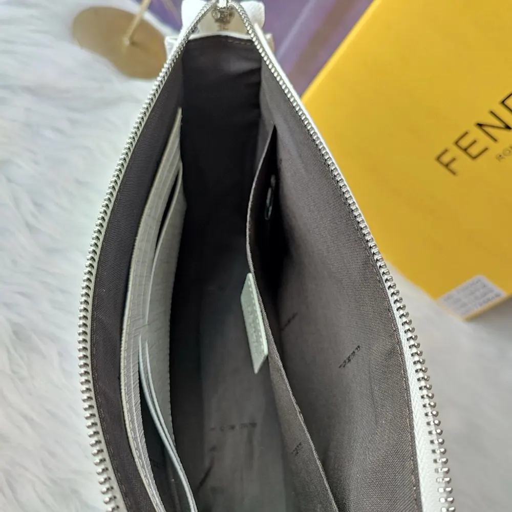 Fendi Men Clutch Pack Pouch in White FF Fabric - image 6