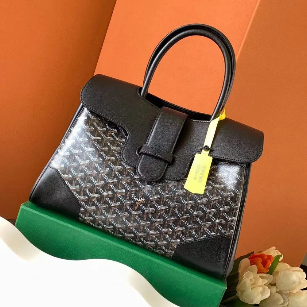 Side angle of Goyard Women Saïgon Tote Bag displaying spacious silhouette