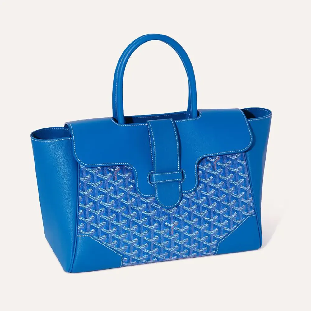 Front view of Goyard Women Saïgon Tote Bag-Sky Blue showing silhouette