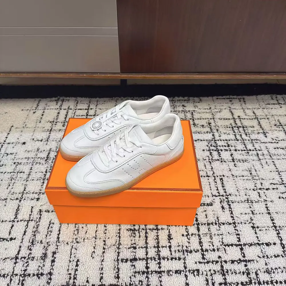 Hermes Unisex Match Sneaker in Sport Goatskin and Calfskin-White - image 4