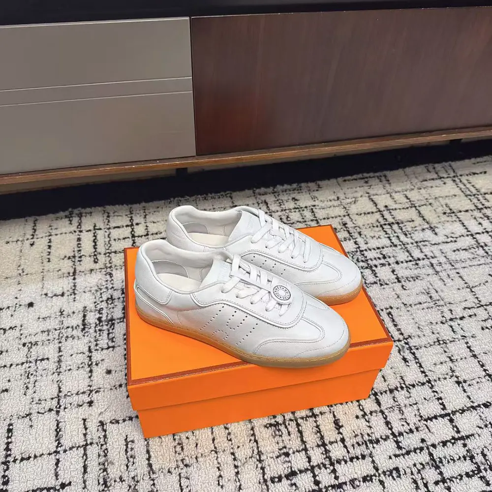 Top view showing lace closure on Hermes Unisex Match Sneaker white