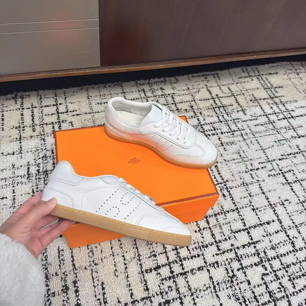Hermes Unisex Match Sneaker in Sport Goatskin and Calfskin-White - image 6