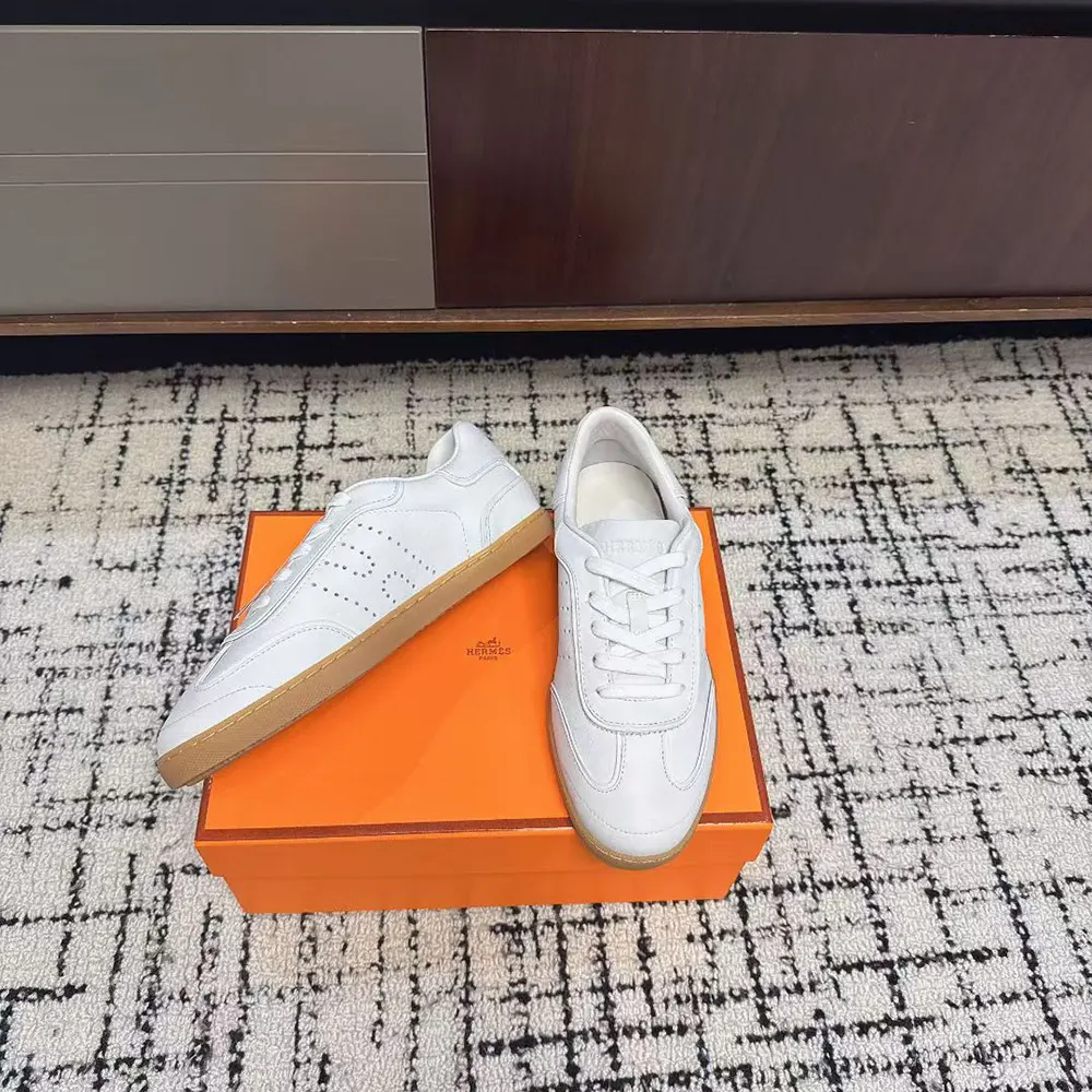 Hermes Unisex Match Sneaker in Sport Goatskin and Calfskin-White - image 5