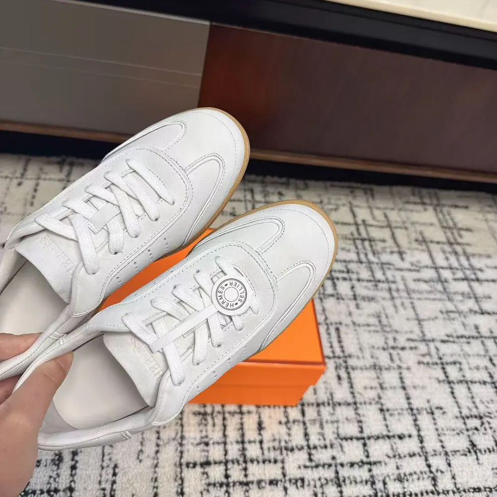 Hermes Unisex Match Sneaker in Sport Goatskin and Calfskin-White - image 9