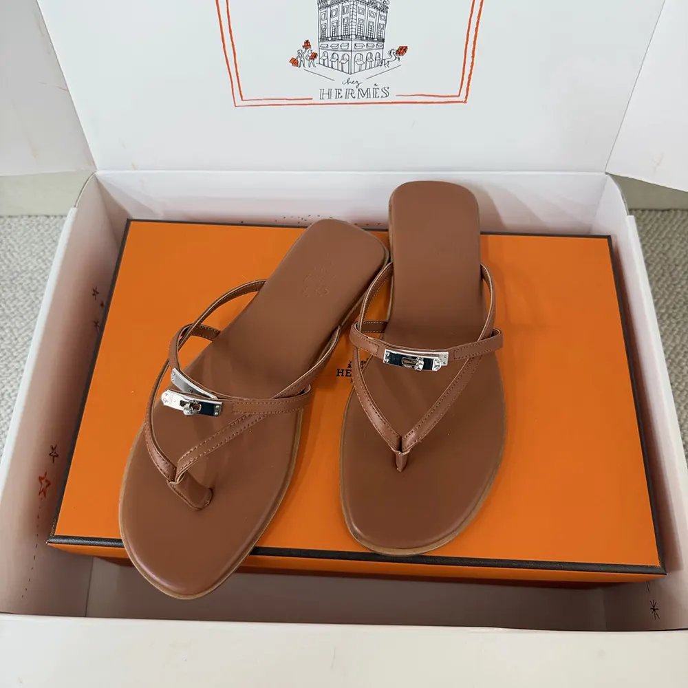 Hermes Women Miss Sandal in Calfskin-Brown - image 4