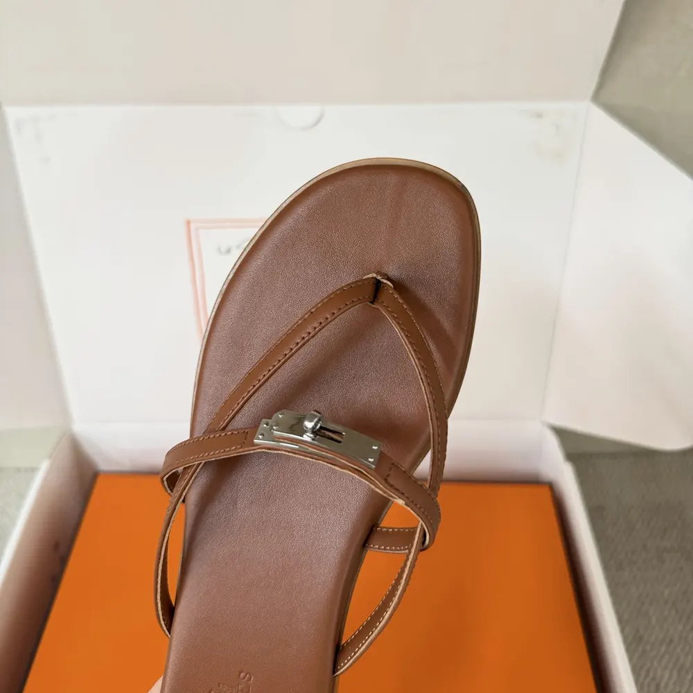 Hermes Women Miss Sandal in Calfskin-Brown - image 7
