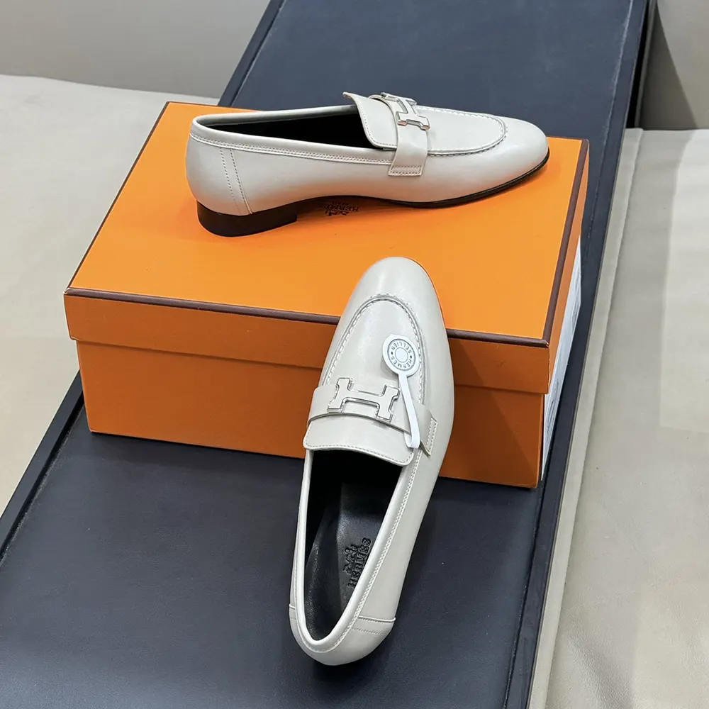 Hermes Women Paris Loafer in Goatskin-Gray - image 4