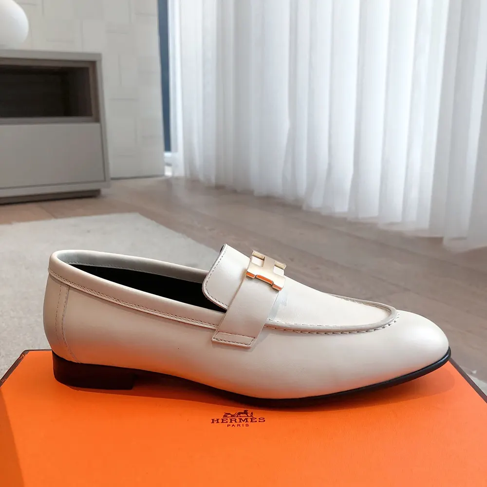 Hermes Women Royal loafer in Calfskin-White - image 6