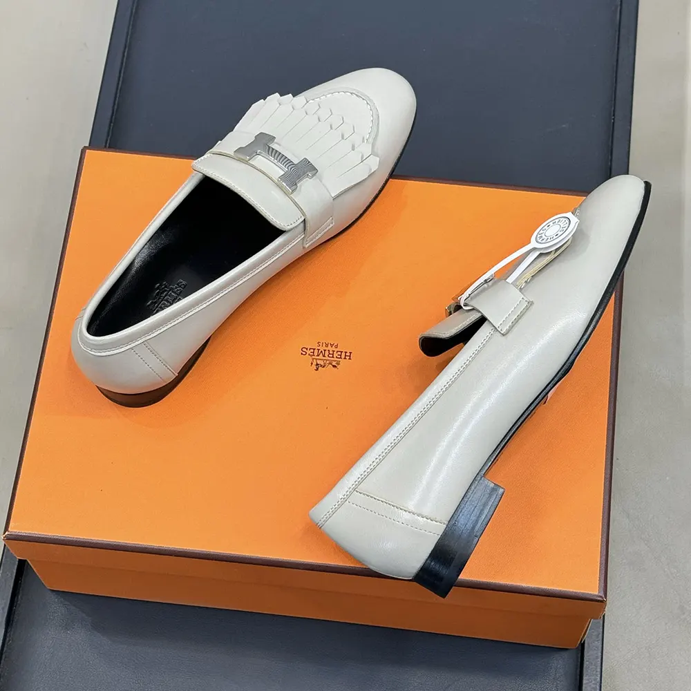 Hermes Women Royal loafer in Goatskin-Gray - image 4