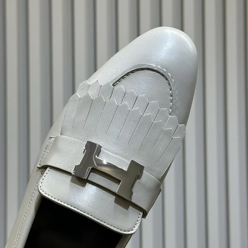 Hermes Women Royal loafer in Goatskin-Gray - image 6