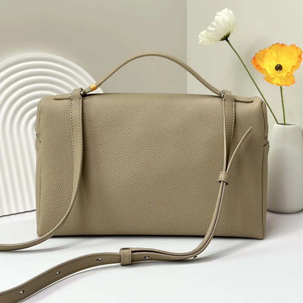 Side angle showing extra pocket detail on Loro Piana Women Extra Pocket L27-Gray