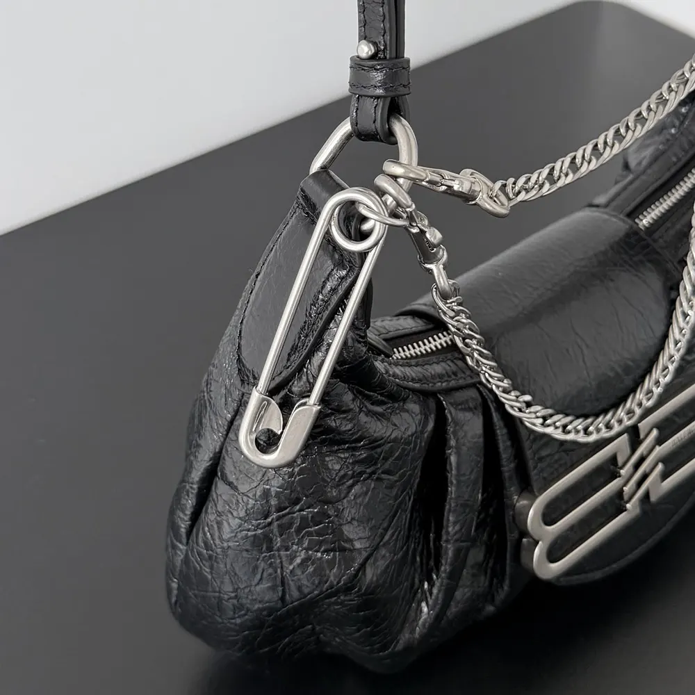 Balenciaga Women Pamela Shoulder Bag Small in Black Arena Lambskin - image 9