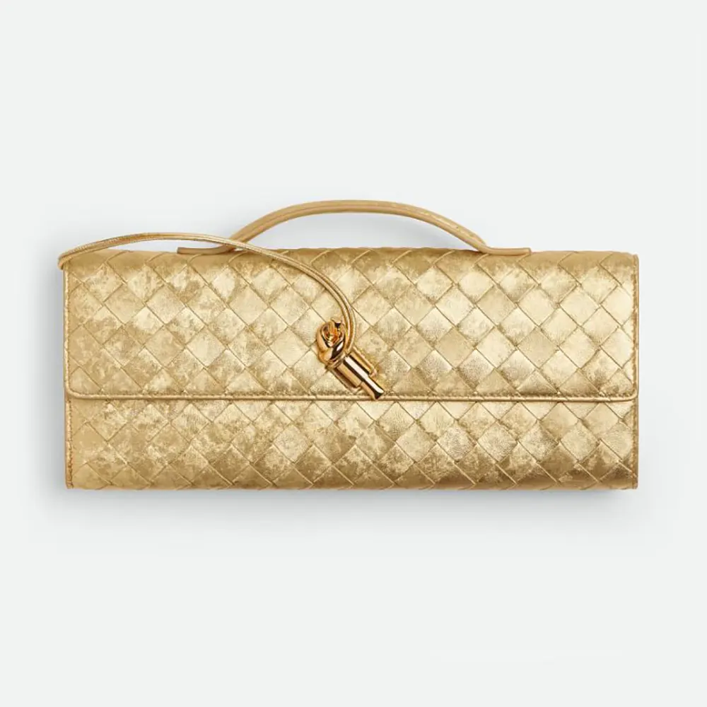 Bottega Veneta Women Andiamo Clutch-Gold
