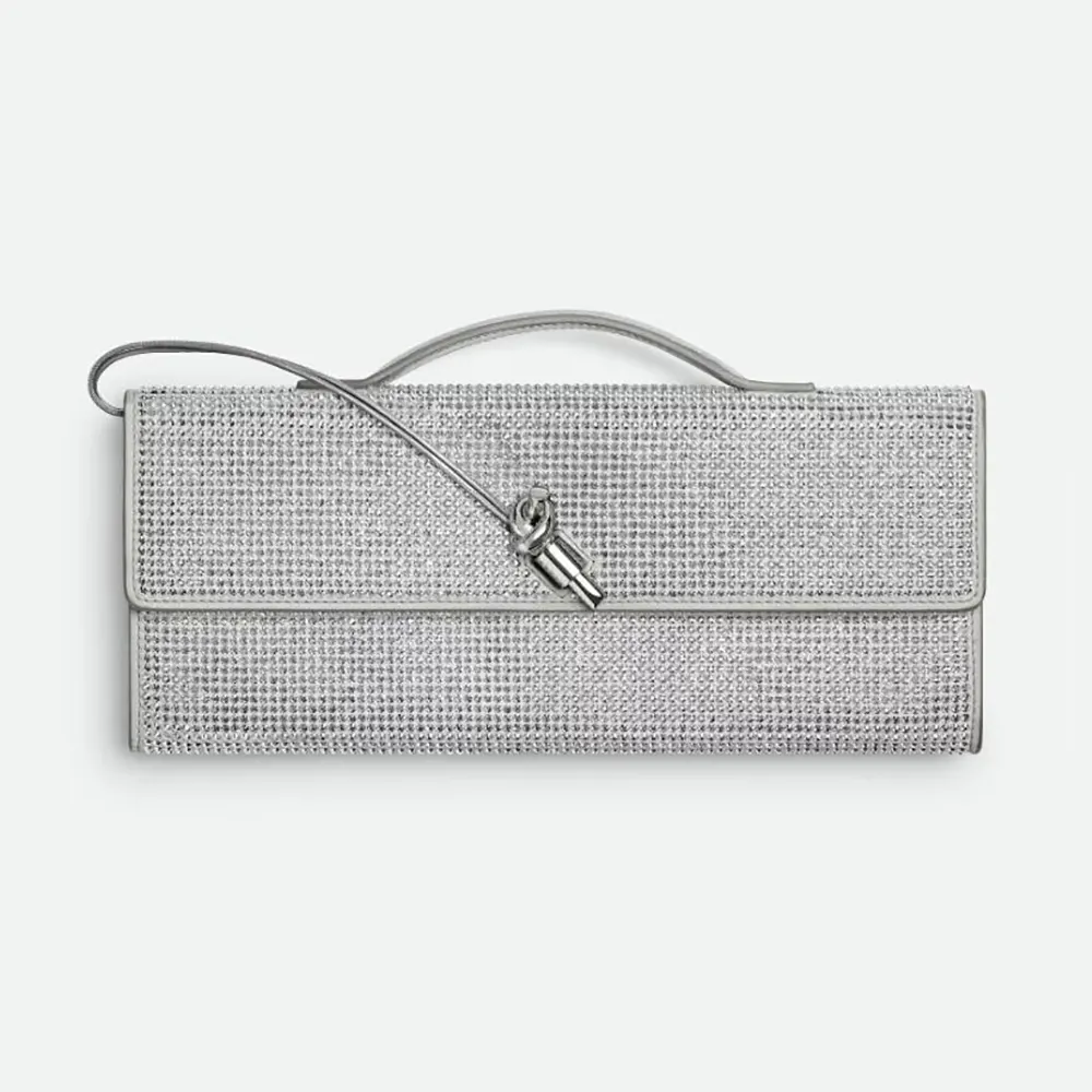 Bottega Veneta Women Andiamo Clutch-Silver