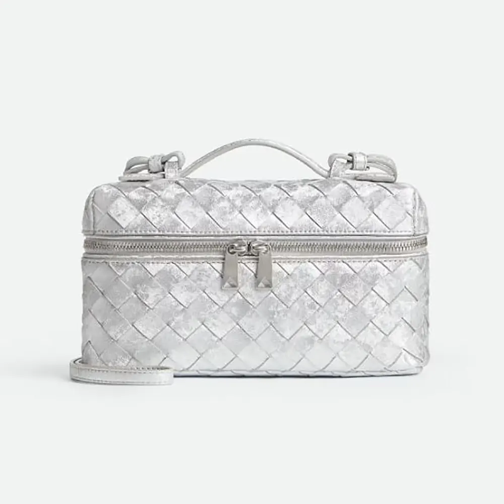 Front view of Bottega Veneta Women Bang Bang-Silver shoulder bag