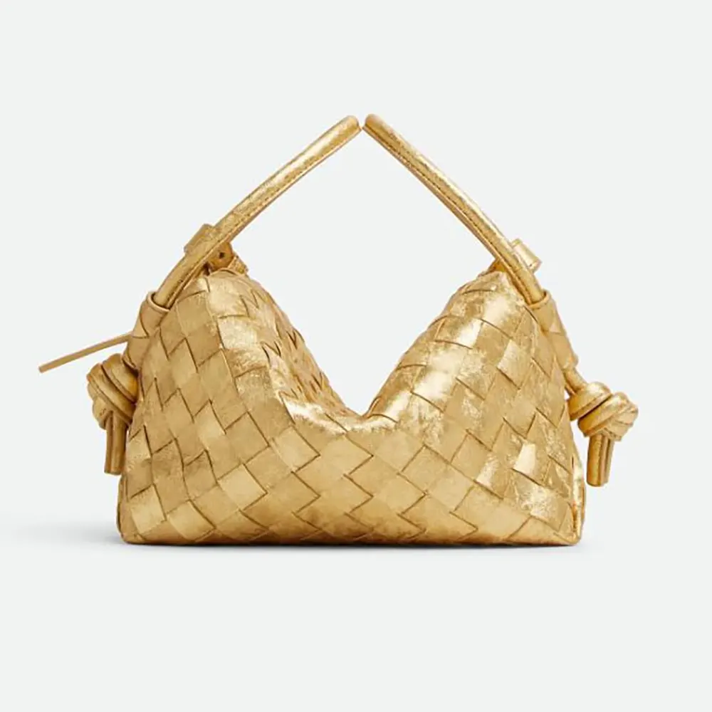 Bottega Veneta Women Loop Top Handle-Gold front angle showing top handle